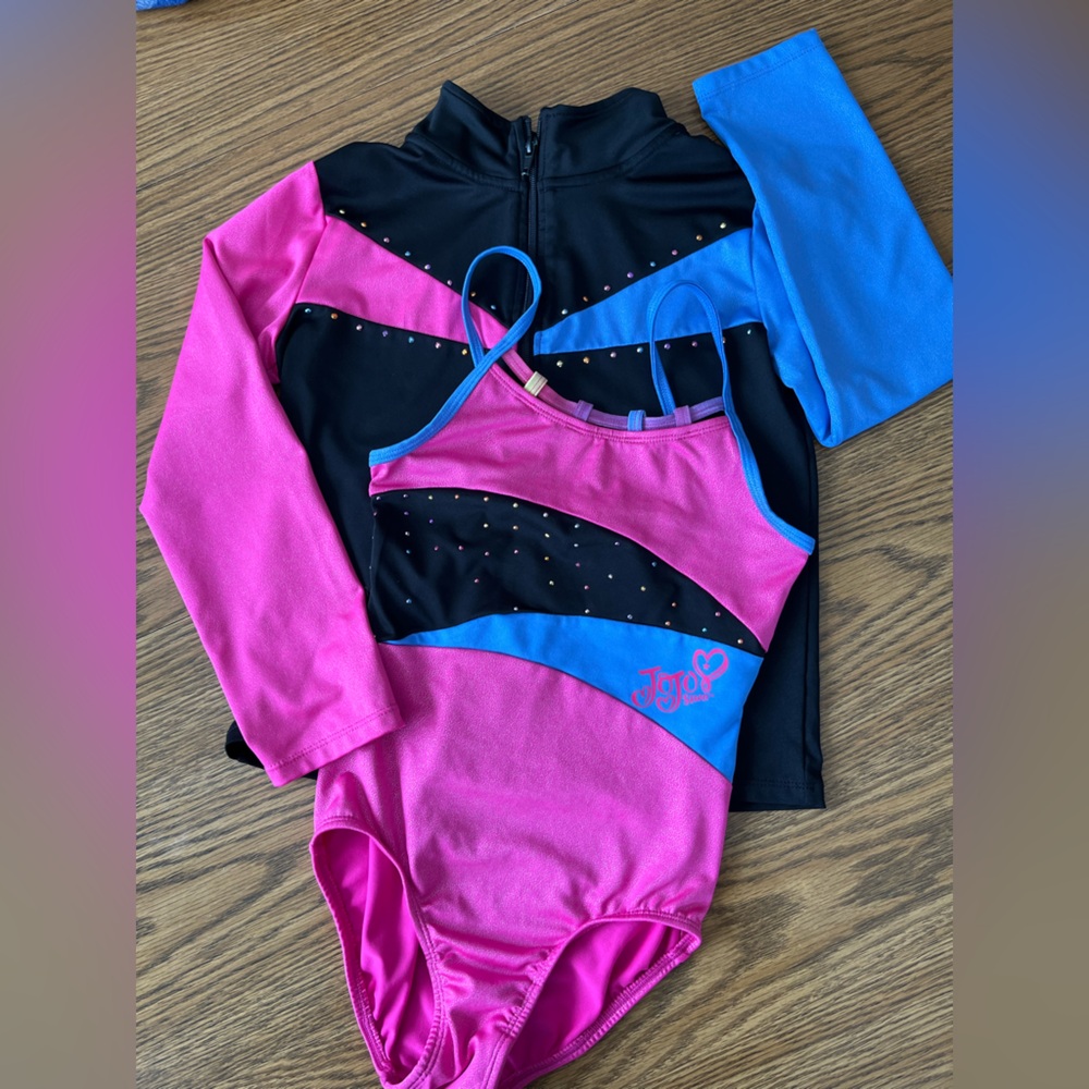 NWOT 8/10 JoJo Siwa Danskin Pink and Blue Gymnastics Leotard with Jacket